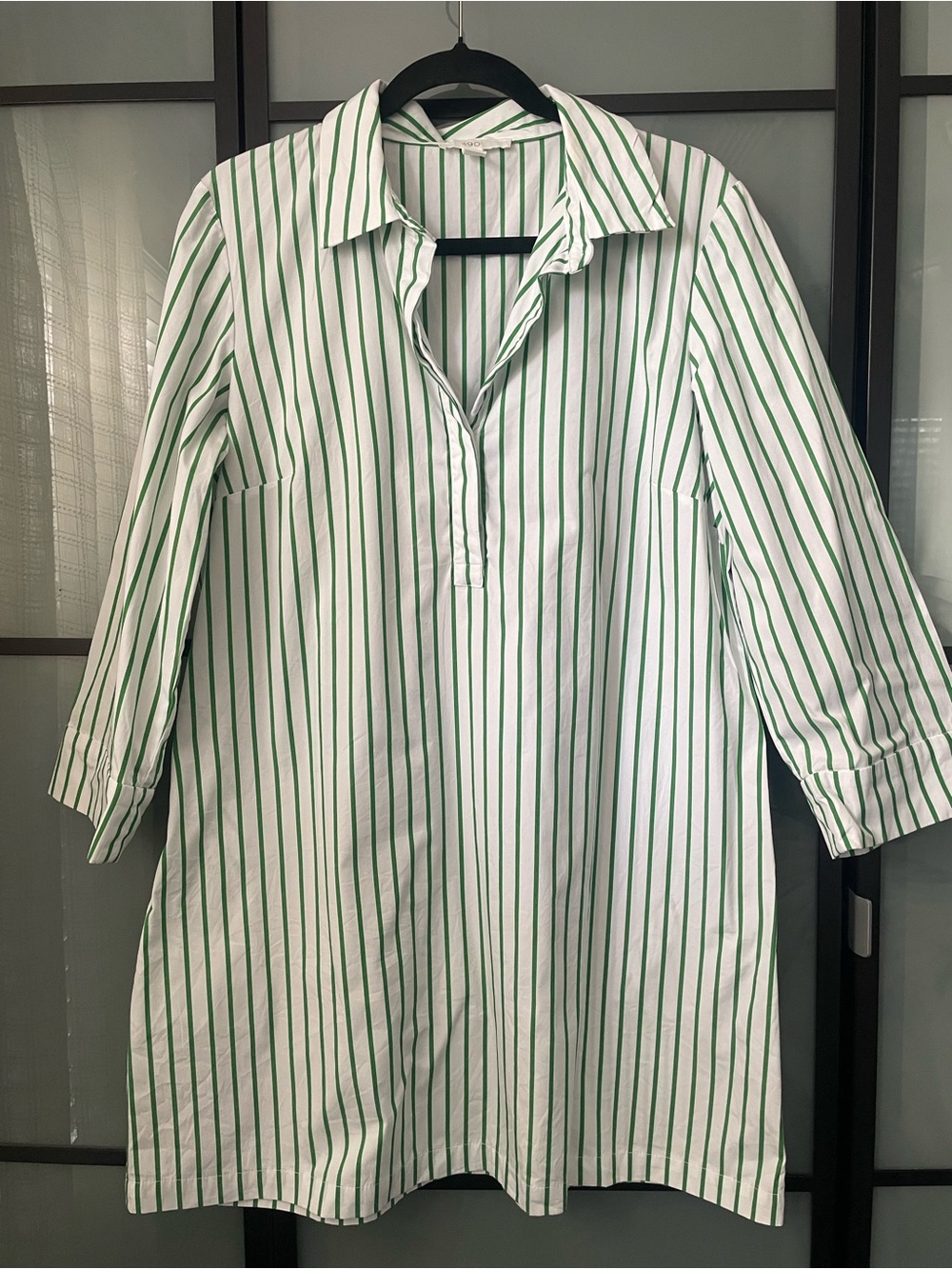 Make An Offer✌️ 1901 White Dress with Green Vertical Stripes